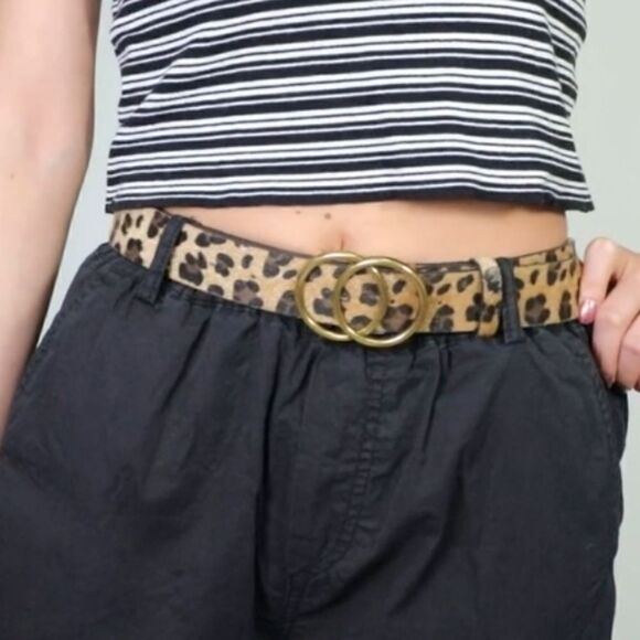 Set of THREE Women’s Belts, 3 Double O Circle Buckle Leather Belts - Picture 7 of 10